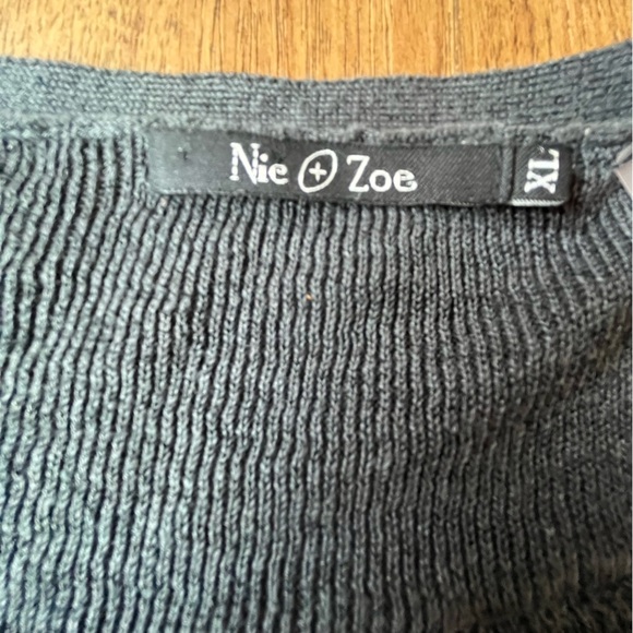 Nie + Zoe Grey Silk Linen Ruffle Cardigan Womens’s Sz XL Business Travel Cottage - Picture 3 of 6